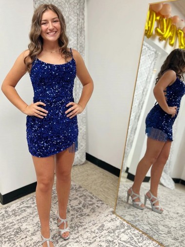 Sleeveless Royal Blue Sheath Spaghetti Straps Prom Dress Mississauga