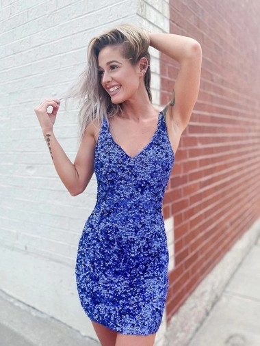 Sleeveless Shown Color Sheath V-Neck Evening Dresses Mississauga