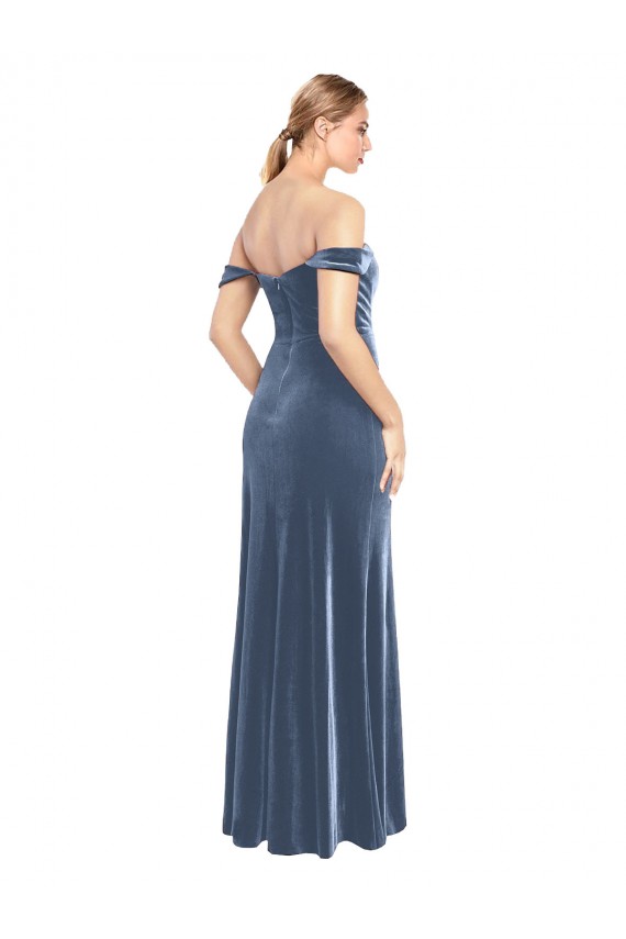 Sleeveless Dusty Blue A-Line Off the Shoulder Prom Dress / Bridesmaid Dress Mississauga
