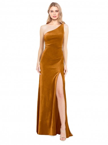 Sleeveless Gold A-Line One Shoulder Formal Evening Gown / Prom Dress / Bridesmaid Dress Mississauga
