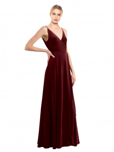 Sleeveless Burgundy V-Back A-Line V-Neck Bridesmaid Dress / Evening Dress Mississauga
