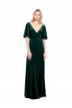 Flutter Sleeves Dark Green V-Back A-Line V-Neck Prom Dress / Bridesmaid Dress Mississauga
