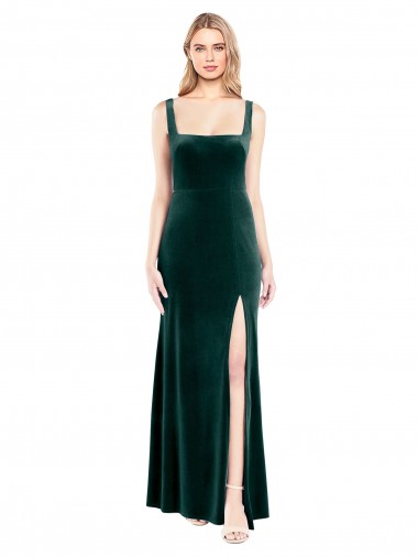 Sleeveless Dark Green A-Line Square Neck Prom Dress / Bridesmaid Dress Mississauga