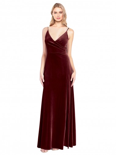 Sleeveless Burgundy V-Back A-Line V-Neck Black Tie Prom Dress / Bridesmaid Dress Mississauga