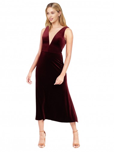 Sleeveless Burgundy V-Back A-Line V-Neck Prom Dress / Bridesmaid Dress Mississauga