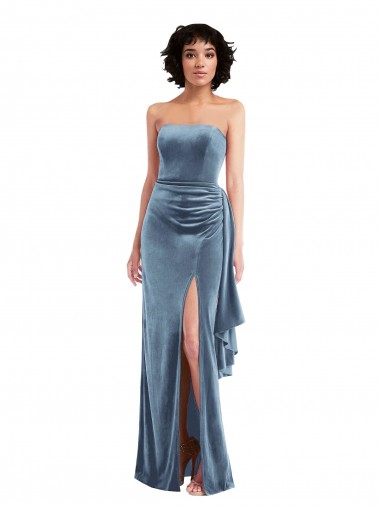 Sleeveless Dusty Blue Low Back Sheath Strapless Formal Evening Gown / Prom Dress / Bridesmaid Dress Mississauga