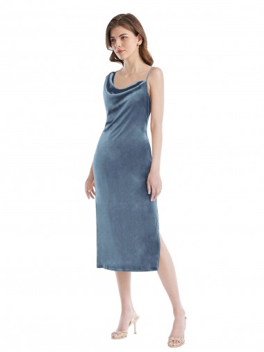 Sleeveless Dusty Blue Sheath One Shoulder Semi Formal Evening Dress / Prom Dress / Bridesmaid Dress Mississauga