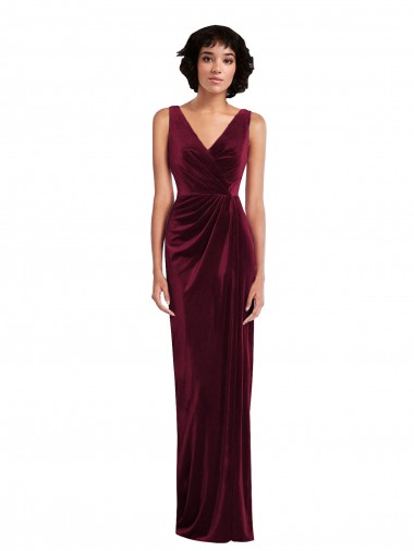 Sleeveless Burgundy Sheath V-Neck Semi Formal Evening Dress / Prom Dress / Bridesmaid Dress Mississauga
