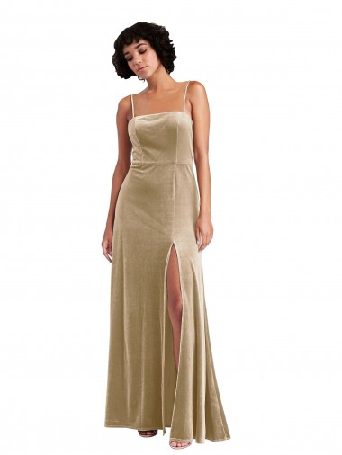 Sleeveless Champagne Low Back A-Line Square Neck Formal Evening Gown / Prom Dress / Bridesmaid Dress Mississauga