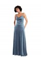 Sleeveless Dusty Blue Criss Cross Open Back Sheath Cowl Neck Semi Formal Evening Dress / Prom Dress / Bridesmaid Dress Mississauga