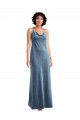 Sleeveless Dusty Blue V-Back Sheath Cowl Neck Bridesmaid Dress / Evening Dress Mississauga