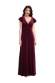 Flutter Sleeves Burgundy A-Line V-Neck Semi Formal Evening Dress / Prom Dress / Bridesmaid Dress Mississauga