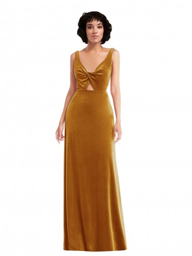Sleeveless Gold V-Back Trumpet V-Neck Semi Formal Evening Dress / Prom Dress / Bridesmaid Dress Mississauga