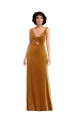 Sleeveless Gold V-Back Trumpet V-Neck Semi Formal Evening Dress / Prom Dress / Bridesmaid Dress Mississauga