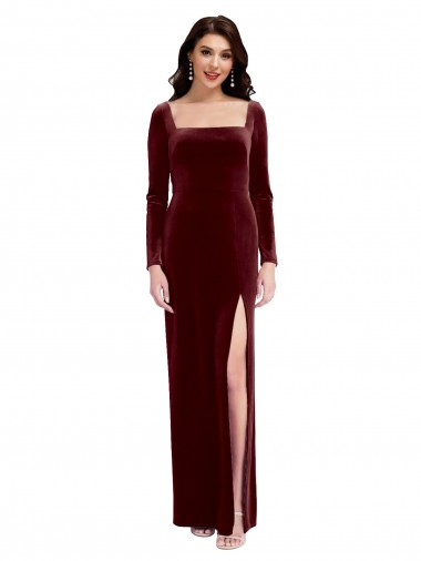 Long Sleeves Burgundy Low Back A-Line Spaghetti Straps Prom Dress / Bridesmaid Dress Mississauga