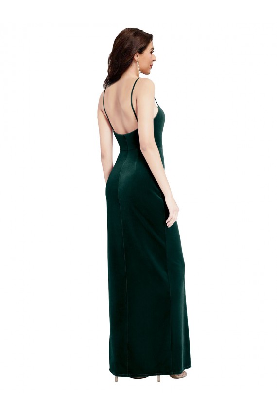 Sleeveless Dark Green Low Back Sheath Spaghetti Straps Prom Dress / Bridesmaid Dress Mississauga