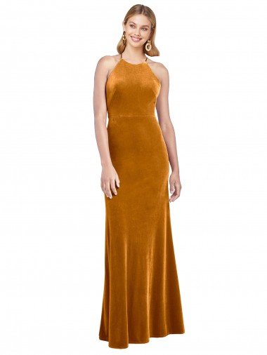 Sleeveless Gold Criss Cross Open Back A-Line Halter Neck Formal Evening Gown / Prom Dress / Bridesmaid Dress Mississauga