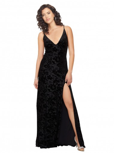 Sleeveless Black Open Back Sheath V-Neck Bridesmaid Dress Mississauga