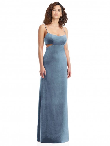 Sleeveless Dusty Blue Low Back Sheath Square Neck Formal Evening Gown / Prom Dress / Bridesmaid Dress Mississauga