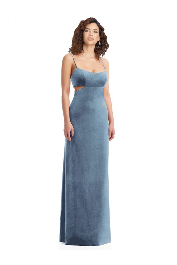Sleeveless Dusty Blue Low Back Sheath Square Neck Formal Evening Gown / Prom Dress / Bridesmaid Dress Mississauga