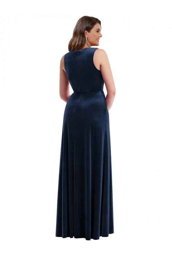 Sleeveless Dark Navy Sheath V-Neck Formal Plus Size Evening Gown / Prom Dress / Bridesmaid Dress Mississauga