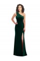 Sleeveless Dark Green Trumpet One Shoulder Black Tie Prom Dress / Bridesmaid Dress Mississauga