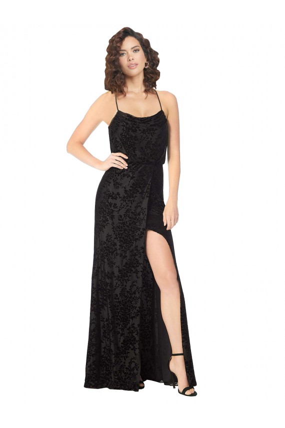Sleeveless Black Criss Cross Back A-Line Spaghetti Straps Bridesmaid Dress Mississauga