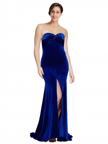 Sleeveless Royal Blue Low Back Mermaid Stretch Velvet Sweetheart Formal Evening Gown / Prom Dress / Bridesmaid Dress Mississauga