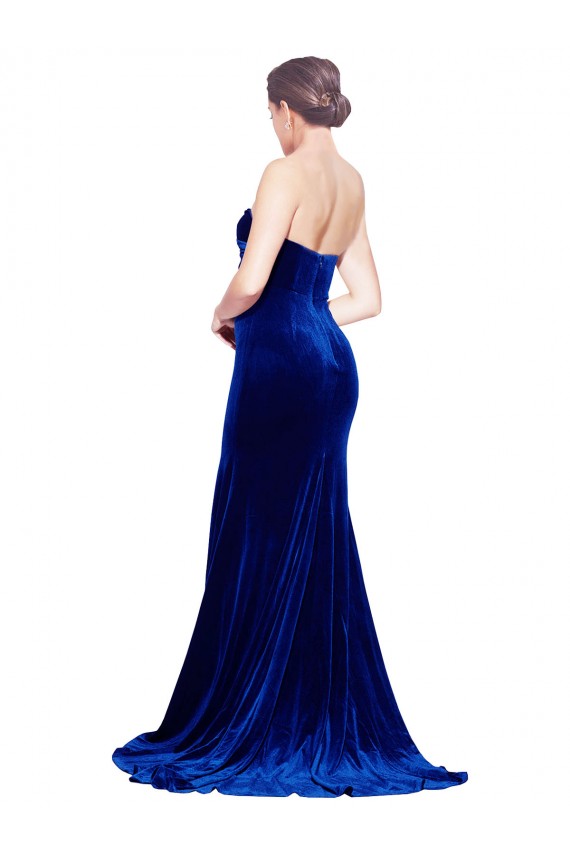 Sleeveless Royal Blue Low Back Mermaid Stretch Velvet Sweetheart Formal Evening Gown / Prom Dress / Bridesmaid Dress Mississauga