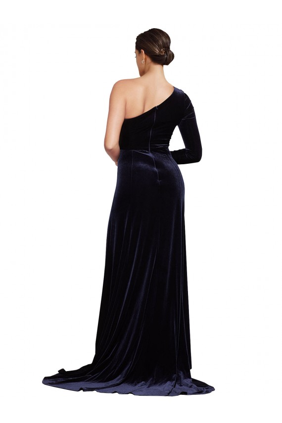 Long Sleeves Dark Navy A-Line One Shoulder Formal Evening Gown / Prom Dress / Bridesmaid Dress Mississauga