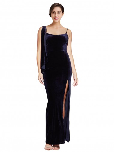 Sleeveless Dark Navy Low Back Sheath Spaghetti Straps Formal Evening Gown / Prom Dress / Bridesmaid Dress Mississauga