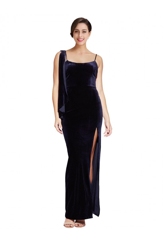 Sleeveless Dark Navy Low Back Sheath Spaghetti Straps Formal Evening Gown / Prom Dress / Bridesmaid Dress Mississauga