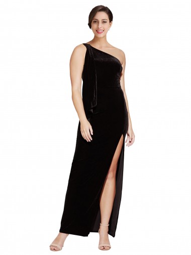 Sleeveless Black Sheath One Shoulder Formal Evening Gown / Prom Dress / Bridesmaid Dress Mississauga