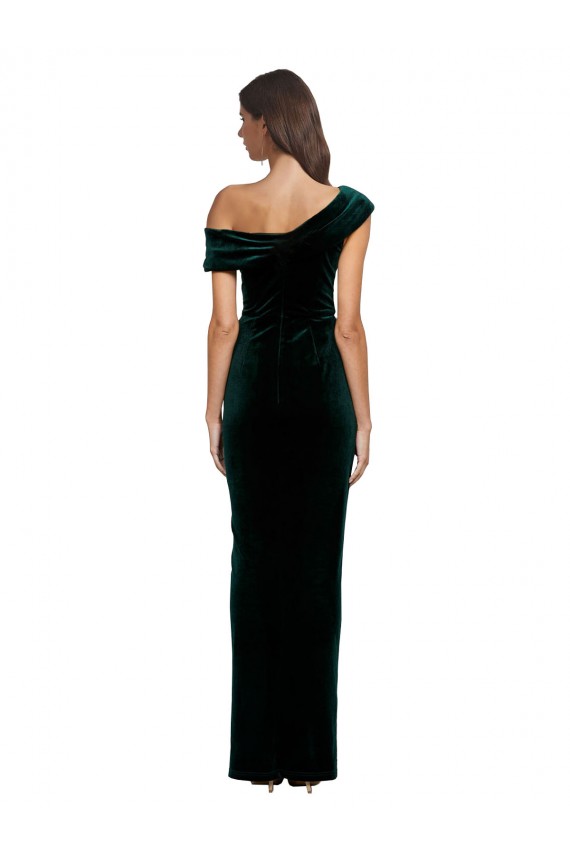 Sleeveless Dark Green Sheath Off the Shoulder High Low Evening Gown / Prom Dress / Bridesmaid Dress Mississauga