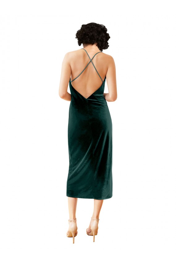 Sleeveless Dark Green Criss Cross Open Back Sheath Spaghetti Straps Formal Dress / Bridesmaid Dress Mississauga